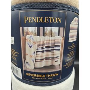 Pendleton Print Plush Soft Throw Reversible Aztec Stripe 50" X 70"‎ NWT